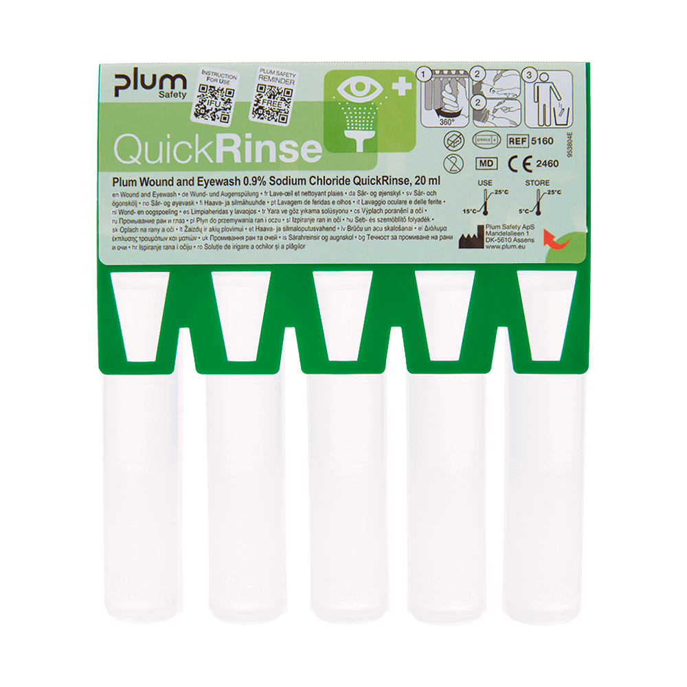 QuickRinse ögonsköljampuller 20 ml för QuickSafe skåp