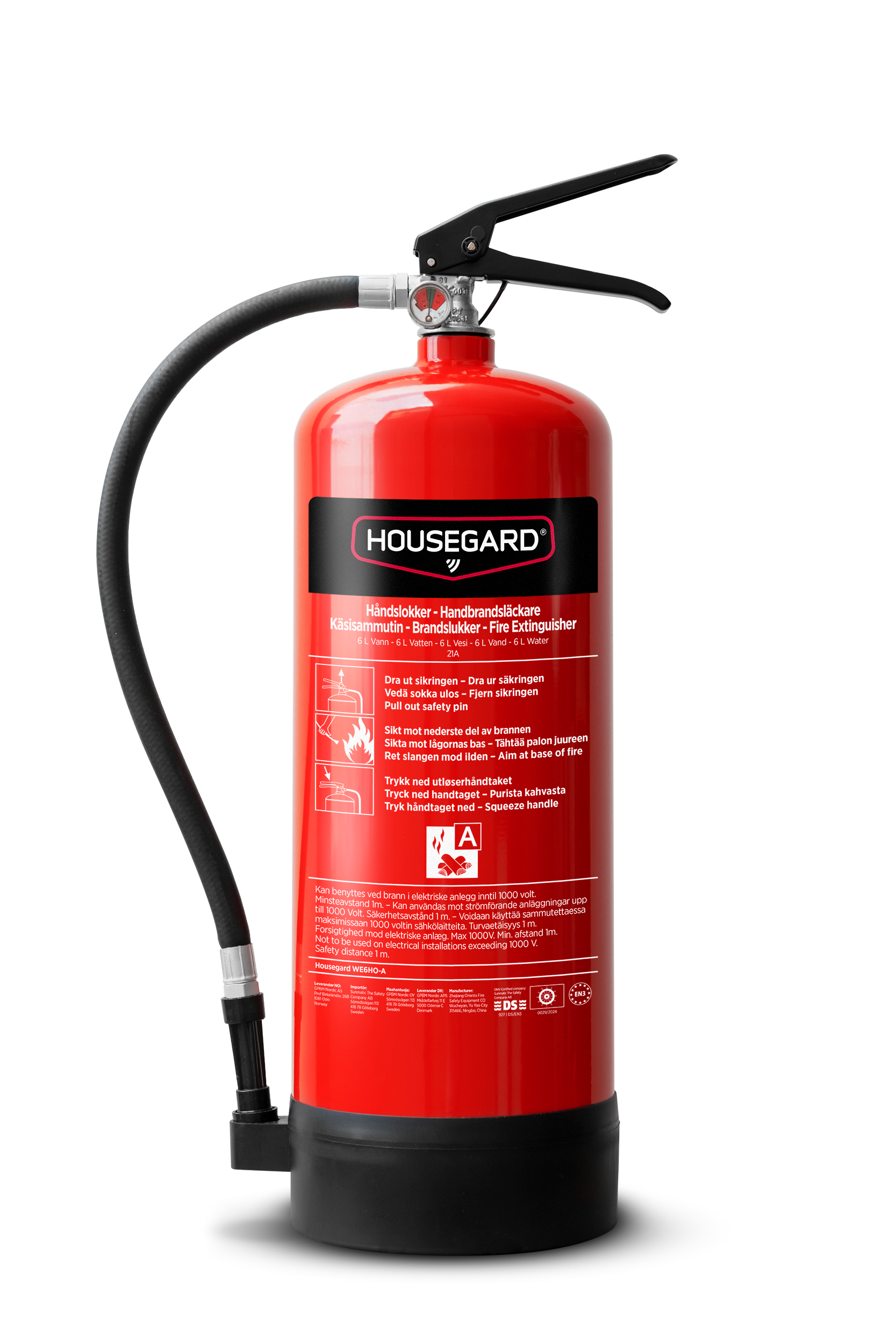 Housegard vattensläckare 6L, röd