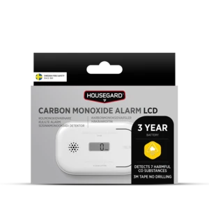 Housegard kolmonoxidlarm med LCD-display, inkl. 3-års batteri, CA108